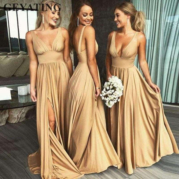 Planet Gates Style A / 2 Top 2 Pieces Long Bridesmaid Dress 2018 Mixed Style Long Party Dresses For Wedding Side Slit Bestidos de fiesta largos