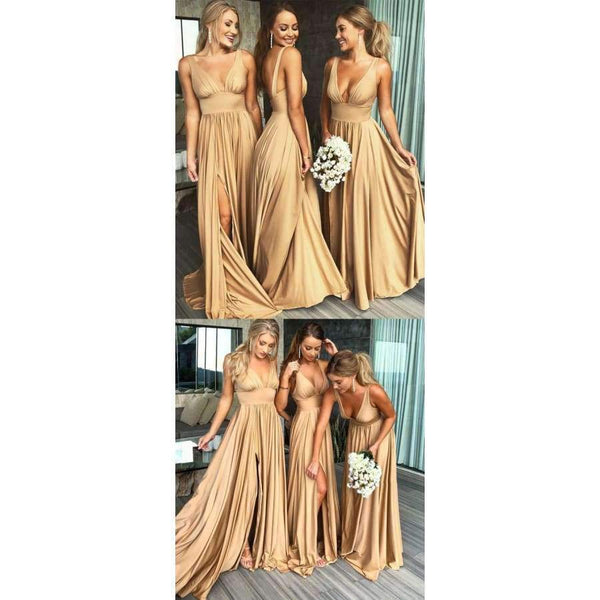Planet Gates Style A / 2 Top 2 Pieces Long Bridesmaid Dress 2018 Mixed Style Long Party Dresses For Wedding Side Slit Bestidos de fiesta largos