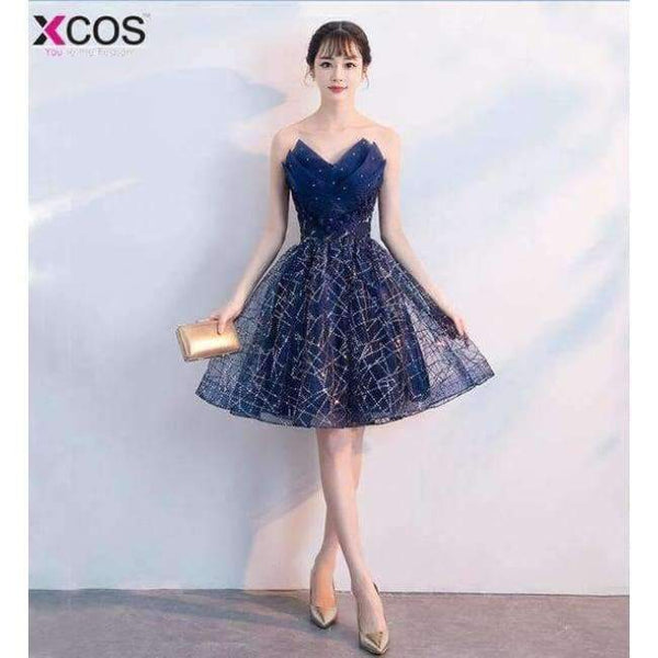 Planet Gates Style B / 2 Beaded Cocktail Party Dress 2018  Elegant A-Line Mini Navy Blue Lady Cocktail Dresses Short Dresses
