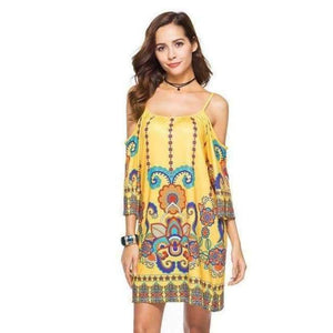 Planet Gates Style Eleven / M 2018 Summer Women Dress Vestidos European Style Sleeveless Spaghetti Strap Slash Neck Print Casual Beach Dress Harajuku