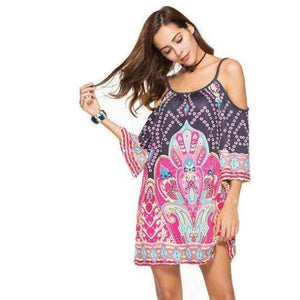 Planet Gates Style Five / M 2018 Summer Women Dress Vestidos European Style Sleeveless Spaghetti Strap Slash Neck Print Casual Beach Dress Harajuku