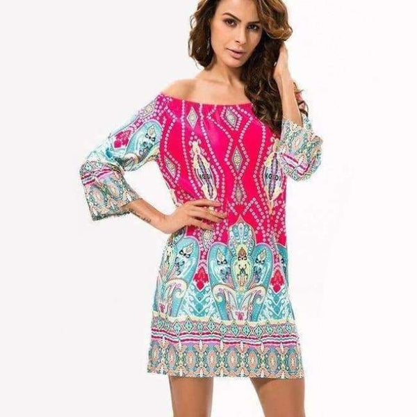 Planet Gates Style Five / M Fashion Bohemian Summer Dress Print Beach Vintage Sexy Female Vestidos Renda Casual Ladies Tops Clothes Women Robe Party Dresses