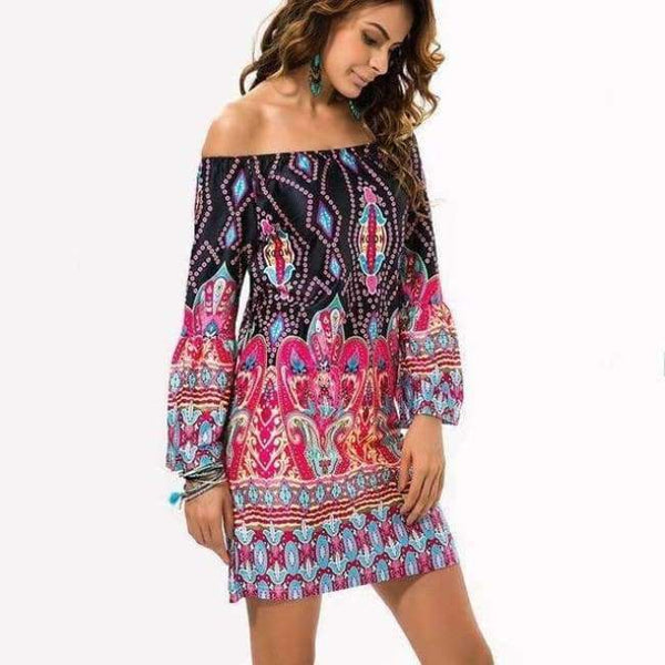 Planet Gates Style Four / M Fashion Bohemian Summer Dress Print Beach Vintage Sexy Female Vestidos Renda Casual Ladies Tops Clothes Women Robe Party Dresses