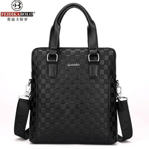 Planet Gates Style One Black / W38H29D7 CM Men Business Briefcase PU Leather Plaid Men Bag Computer Laptop Handbag Man Shoulder Bag Messenger Bags Men's Travel Bags