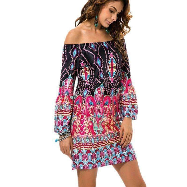 Planet Gates Style One / M Fashion Bohemian Summer Dress Print Beach Vintage Sexy Female Vestidos Renda Casual Ladies Tops Clothes Women Robe Party Dresses