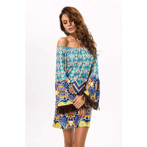 Planet Gates Style One / M Fashion Bohemian Summer Dress Print Beach Vintage Sexy Female Vestidos Renda Casual Ladies Tops Clothes Women Robe Party Dresses