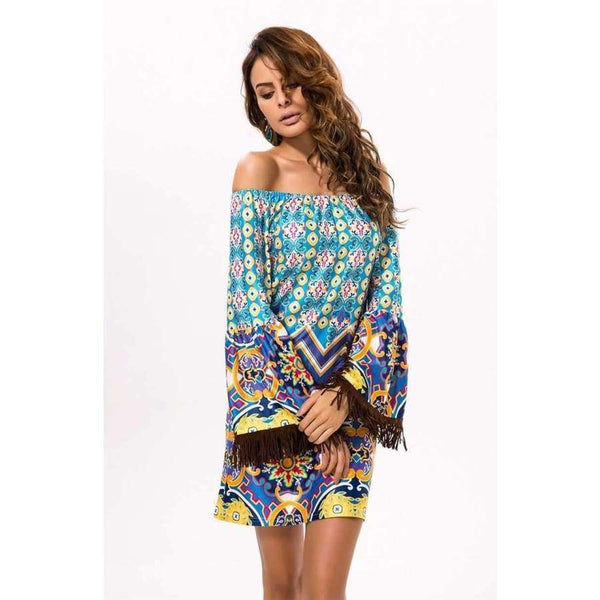 Planet Gates Style One / M Fashion Bohemian Summer Dress Print Beach Vintage Sexy Female Vestidos Renda Casual Ladies Tops Clothes Women Robe Party Dresses