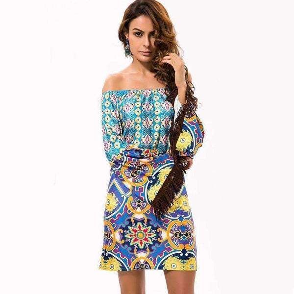 Planet Gates Style One / M Fashion Bohemian Summer Dress Print Beach Vintage Sexy Female Vestidos Renda Casual Ladies Tops Clothes Women Robe Party Dresses