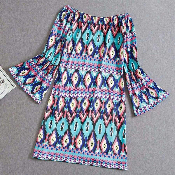 Planet Gates Style One / M Fashion Bohemian Summer Dress Print Beach Vintage Sexy Female Vestidos Renda Casual Ladies Tops Clothes Women Robe Party Dresses