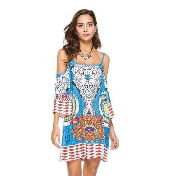 Planet Gates Style Seven / M 2018 Summer Women Dress Vestidos European Style Sleeveless Spaghetti Strap Slash Neck Print Casual Beach Dress Harajuku