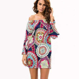 Planet Gates Style Seven / M Fashion Bohemian Summer Dress Print Beach Vintage Sexy Female Vestidos Renda Casual Ladies Tops Clothes Women Robe Party Dresses