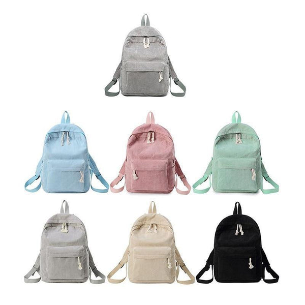 Planet Gates Style Soft Fabric Backpack Female Corduroy Design School Backpack For Teenage Girls Striped Backpack Women