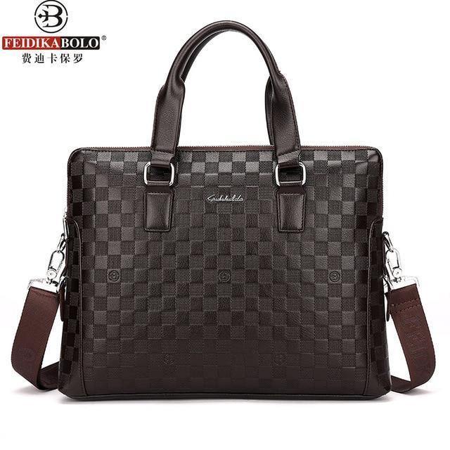 Planet Gates Men Business Briefcase PU Leather Plaid Men Bag Computer Laptop Handbag Man Shoulder Bag Messenger Bags Men's Travel Bags
