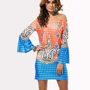 Planet Gates Style Two / M Fashion Bohemian Summer Dress Print Beach Vintage Sexy Female Vestidos Renda Casual Ladies Tops Clothes Women Robe Party Dresses