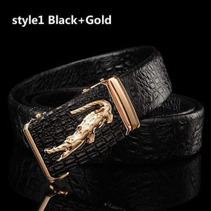 Belts Men High Quality Male Genuine Leather Strap Luxury Famous Brand Logo Crocodile Silver Gold Ceinture Homme