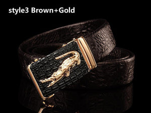Planet Gates style1 black gold / 105cm Designer Belts Men High Quality Male Genuine Leather Strap Luxury Famous Brand Logo Crocodile