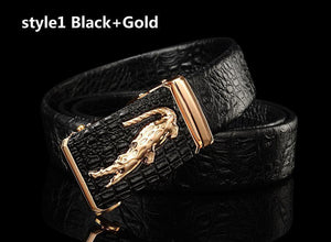 Planet Gates style1 black gold / 105cm Designer Belts Men High Quality Male Genuine Leather Strap Luxury Famous Brand Logo Crocodile
