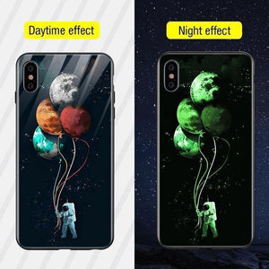 Planet Gates Style11 / For iPhone XS TOMKAS Luminous Animal Glass Case For iPhone X XS MAX XS Luxury Silicone Phone Case For iPhone 7 8 Plus Cases For iPhone 6 S 6S