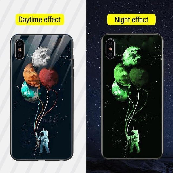 Planet Gates Style11 / For iPhone XS TOMKAS Luminous Animal Glass Case For iPhone X XS MAX XS Luxury Silicone Phone Case For iPhone 7 8 Plus Cases For iPhone 6 S 6S