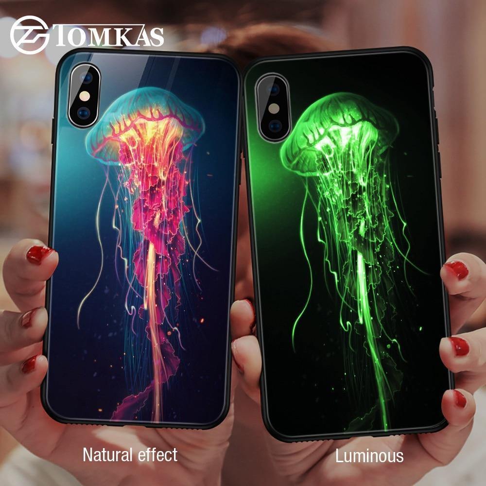 Planet Gates Style14 / For iPhone XS TOMKAS Luminous Animal Glass Case For iPhone X XS MAX XS Luxury Silicone Phone Case For iPhone 7 8 Plus Cases For iPhone 6 S 6S