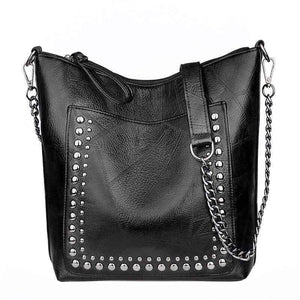 Women's Soft Leather Handbag High Quality Rivet Women Shoulder Bag Shopper Tote Bucket Bag