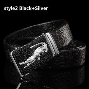 Belts Men High Quality Male Genuine Leather Strap Luxury Famous Brand Logo Crocodile Silver Gold Ceinture Homme