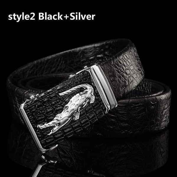 Belts Men High Quality Male Genuine Leather Strap Luxury Famous Brand Logo Crocodile Silver Gold Ceinture Homme