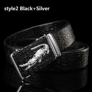 Planet Gates style2 black silver / 105cm Designer Belts Men High Quality Male Genuine Leather Strap Luxury Famous Brand Logo Crocodile