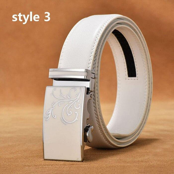 Belt Men Luxury Famous Brand Designer High Quality Male Genuine Leather Strap White Automatic Buckle Belt Ceinture Homme
