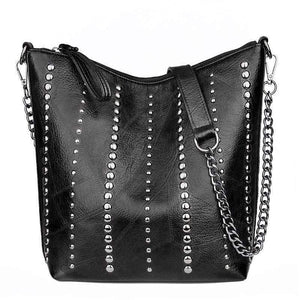 Women's Soft Leather Handbag High Quality Rivet Women Shoulder Bag Shopper Tote Bucket Bag