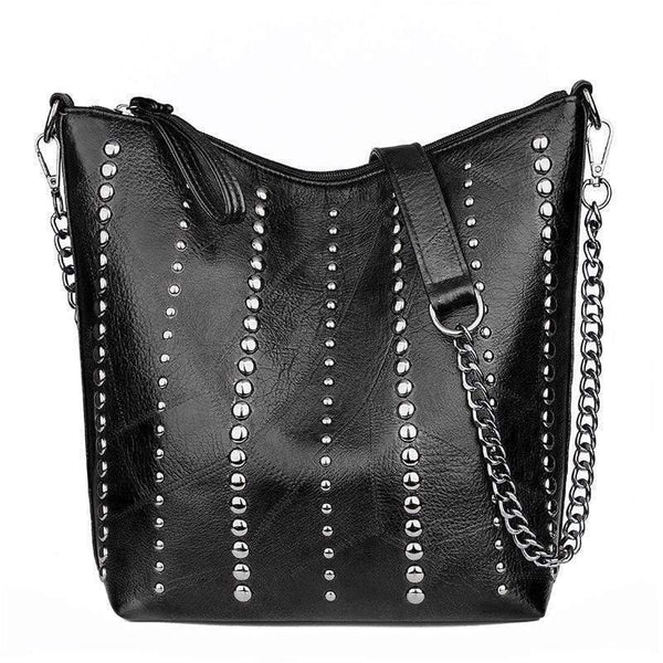 Women's Soft Leather Handbag High Quality Rivet Women Shoulder Bag Shopper Tote Bucket Bag