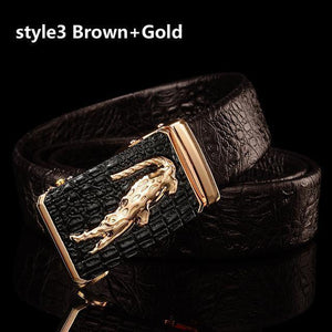 Planet Gates style3 brown gold / 105cm Designer Belts Men High Quality Male Genuine Leather Strap Luxury Famous Brand Logo Crocodile