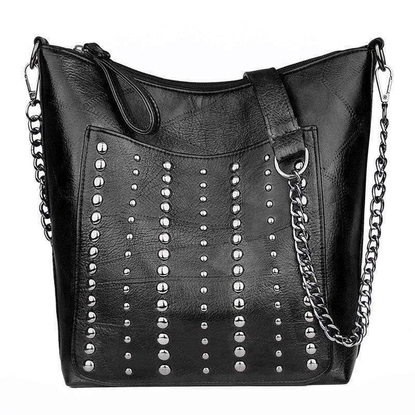 Women's Soft Leather Handbag High Quality Rivet Women Shoulder Bag Shopper Tote Bucket Bag