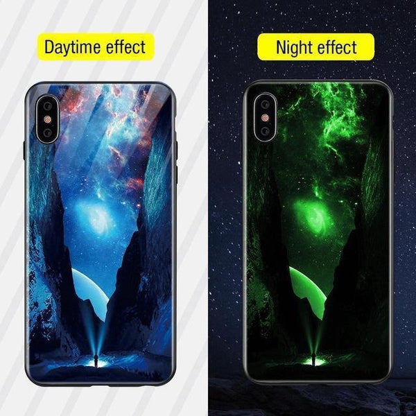 Planet Gates Style6 / For iPhone XS TOMKAS Luminous Animal Glass Case For iPhone X XS MAX XS Luxury Silicone Phone Case For iPhone 7 8 Plus Cases For iPhone 6 S 6S
