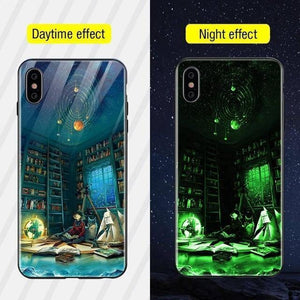 Planet Gates Style8 / For iPhone XS TOMKAS Luminous Animal Glass Case For iPhone X XS MAX XS Luxury Silicone Phone Case For iPhone 7 8 Plus Cases For iPhone 6 S 6S