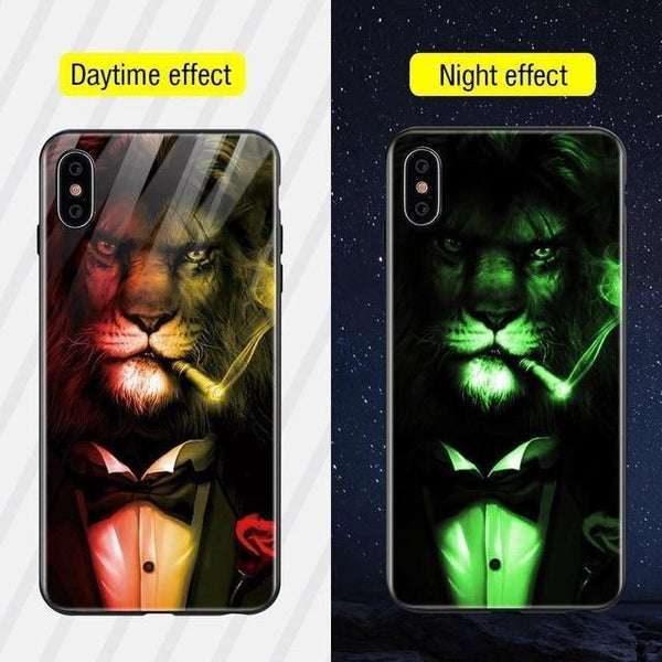 Planet Gates Style9 / For iPhone XS TOMKAS Luminous Animal Glass Case For iPhone X XS MAX XS Luxury Silicone Phone Case For iPhone 7 8 Plus Cases For iPhone 6 S 6S