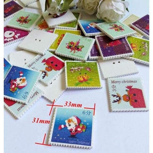 Planet Gates Styles 1 100pcs/lot Christmas theme Wooden Buttons Square Sewing Children Buttons for Christmas plaque Clothes Ornament DIY