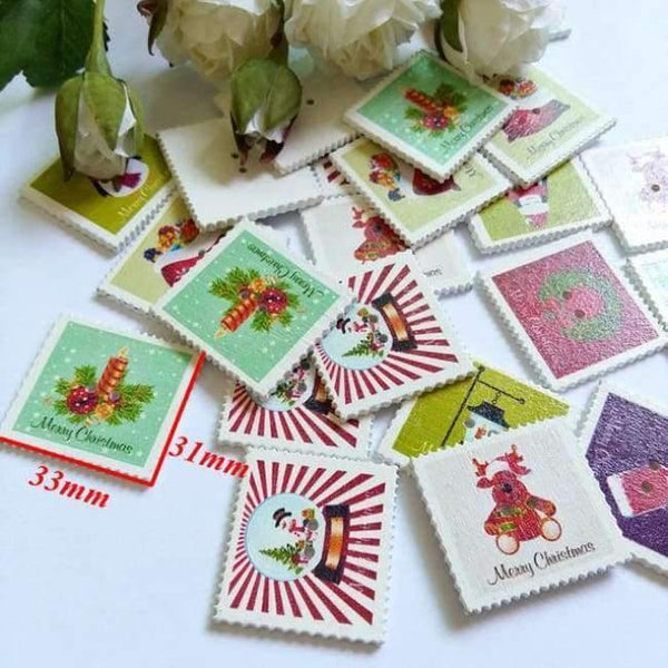 Planet Gates Styles 2 100pcs/lot Christmas theme Wooden Buttons Square Sewing Children Buttons for Christmas plaque Clothes Ornament DIY