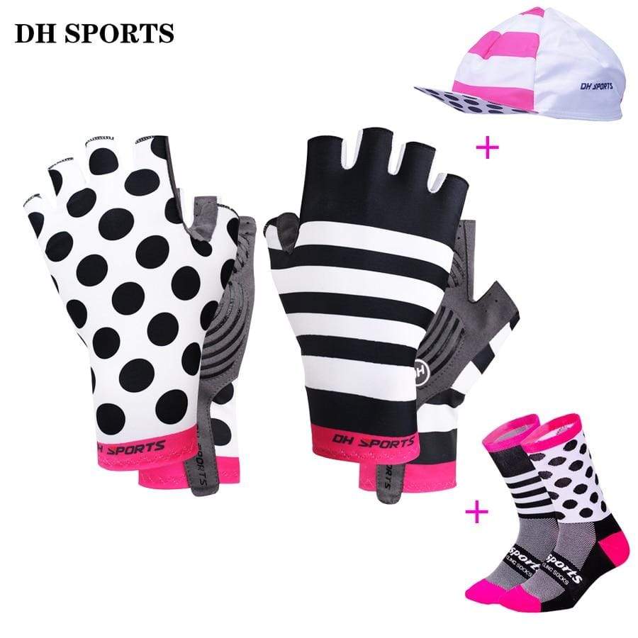 Planet Gates Stylish Cycling Gloves Half Finger Men Women Sports Shockproof Bike Gloves GEL Racing Bicycle Gloves with Cycling Socks Cap Set