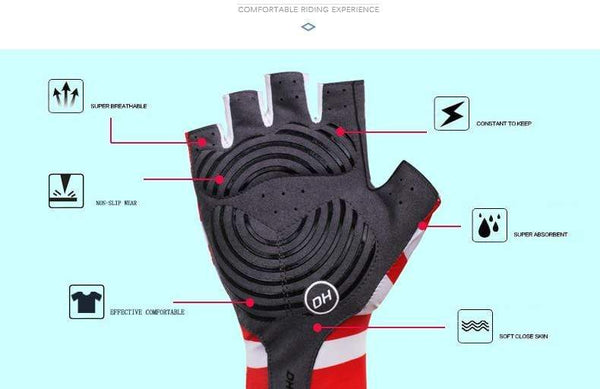 Planet Gates Stylish Cycling Gloves Half Finger Men Women Sports Shockproof Bike Gloves GEL Racing Bicycle Gloves with Cycling Socks Cap Set