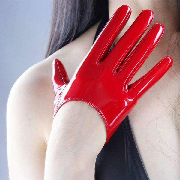 Planet Gates Stylish PU Leather Half Palm Gloves Mittens Women Wrist Short Gloves Gothic Rock