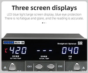 Planet Gates SUGON 8620DX 1000W Hot Air Rework Station Microcomputer Temperature Control BGA Rework Station Curved Nozzle Welding Repair
