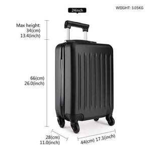Planet Gates Suitcase Rolling Hand Luggage 4 Wheels Spinner Trolley Case Carry on Travel Bag Hardside ABS 19 24 28 Inch Set Black K1872