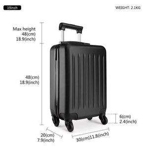 Planet Gates Suitcase Rolling Hand Luggage 4 Wheels Spinner Trolley Case Carry on Travel Bag Hardside ABS 19 24 28 Inch Set Black K1872