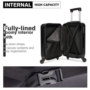 Planet Gates Suitcase Rolling Hand Luggage 4 Wheels Spinner Trolley Case Carry on Travel Bag Hardside ABS 19 24 28 Inch Set Black K1872