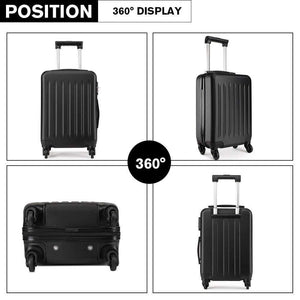 Planet Gates Suitcase Rolling Hand Luggage 4 Wheels Spinner Trolley Case Carry on Travel Bag Hardside ABS 19 24 28 Inch Set Black K1872