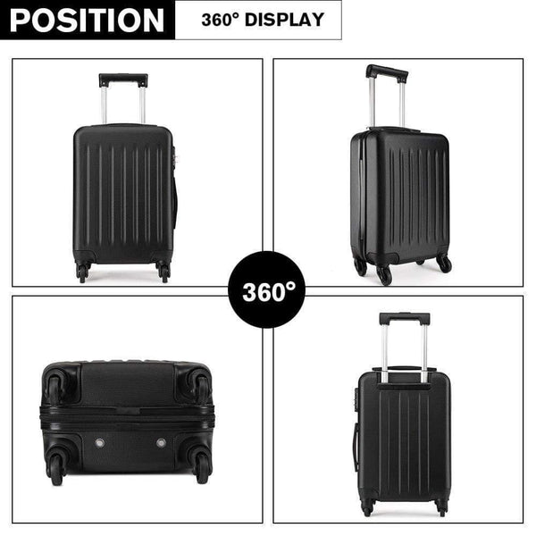 Planet Gates Suitcase Rolling Hand Luggage 4 Wheels Spinner Trolley Case Carry on Travel Bag Hardside ABS 19 24 28 Inch Set Black K1872