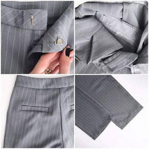 Planet Gates Suits  2 Piece Sets Double Breasted Striped Blazer Jacket & Zipper Trousers Suit For Women Outfits Feminino Spring