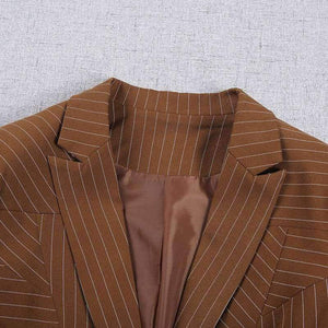 Planet Gates Suits 3 Piece Set for Women Single buckle Striped Blazer Jacket & Trouser shirt Office Lady Suit Feminino