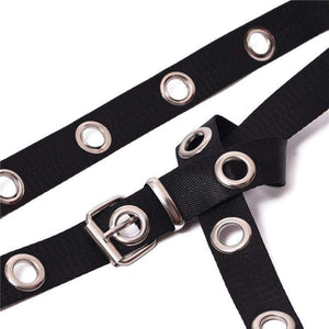 Planet Gates SUMEIKE Thin Canvas Waist Belts for Women Pin Buckle Black Punk Style Women Belt Ladies Jeans Accessories